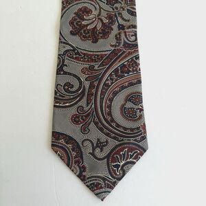 Reed St James Paisley Floral Multicolor on Gray 100% Silk Tie 4" x 57"